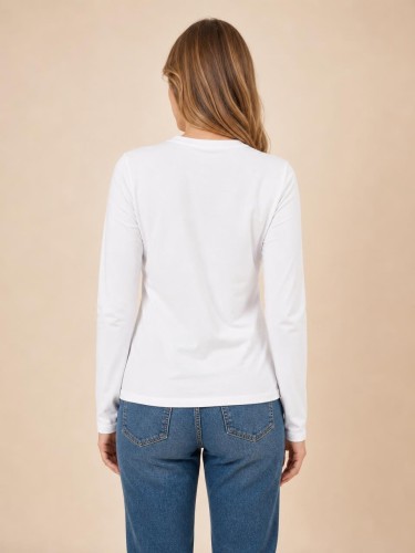 Koszulka Damska Guess Z Długim Rękawem Longsleeve Biała back