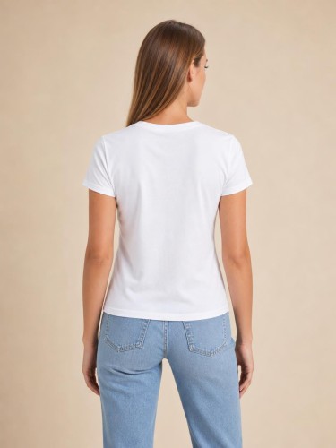 Koszulka Damska Tommy Jeans Biała Dekolt V back