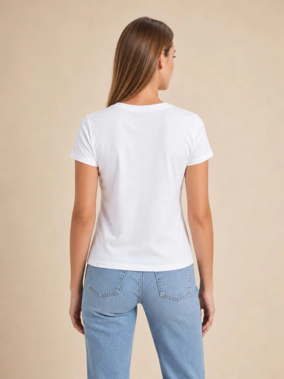 Koszulka Damska Tommy Jeans Biała Dekolt V back
