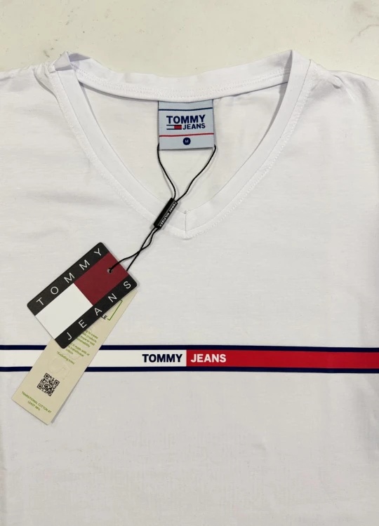 Koszulka Damska Tommy Jeans Biała Dekolt V