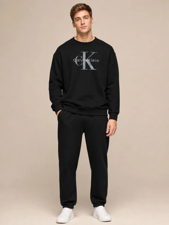 Bluza Calvin Klein Męska Bez Kaptura Czarna front