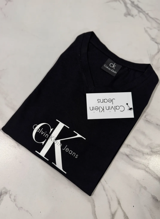 Koszulka Damska Calvin Klein Czarna Dekolt V