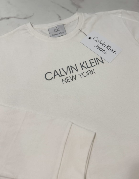 Koszulka Damska Calvin Klein Z Długim Rękawem Longsleeve Biała