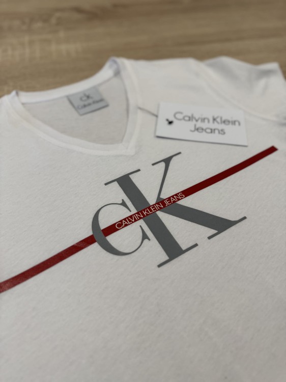 Koszulka Damska Calvin Klein Dekolt V Biała