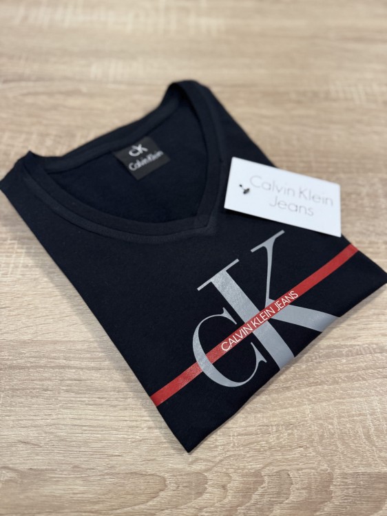 Koszulka Damska Calvin Klein Dekolt V Czarna