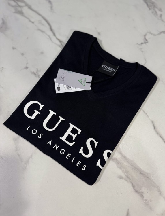 Koszulka Damska Guess Czarna Dekolt V