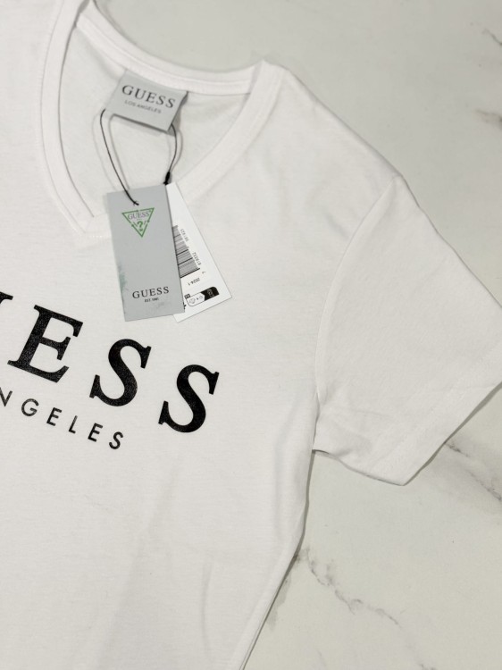 Koszulka Damska Guess Biała Dekolt V