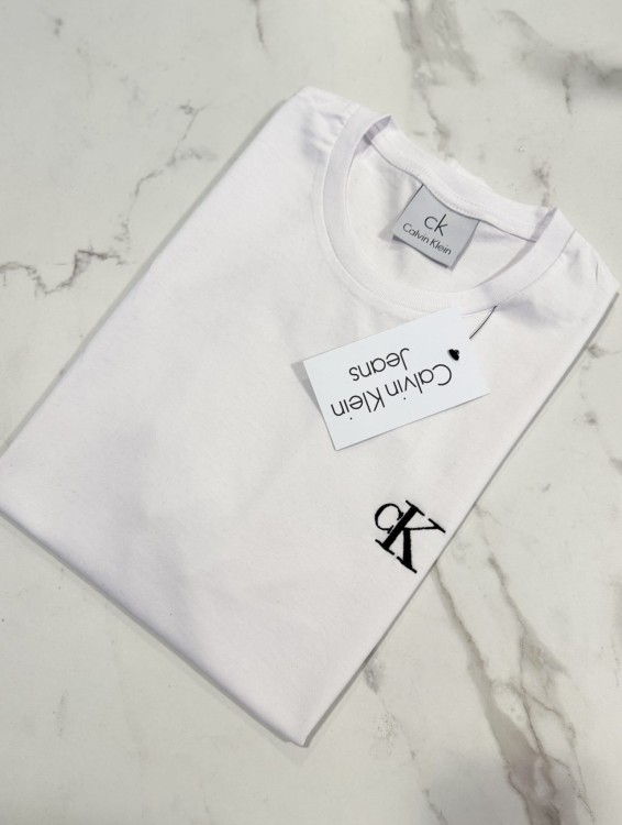 Koszulka Męska Calvin Klein Biała Haft