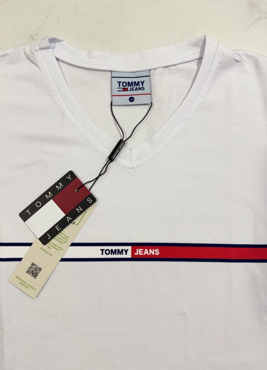 Koszulka Damska Tommy Jeans Biała Dekolt V