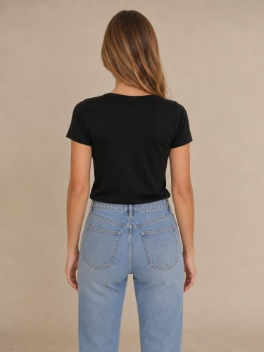 Koszulka Damska Calvin Klein Czarna Dekolt V back