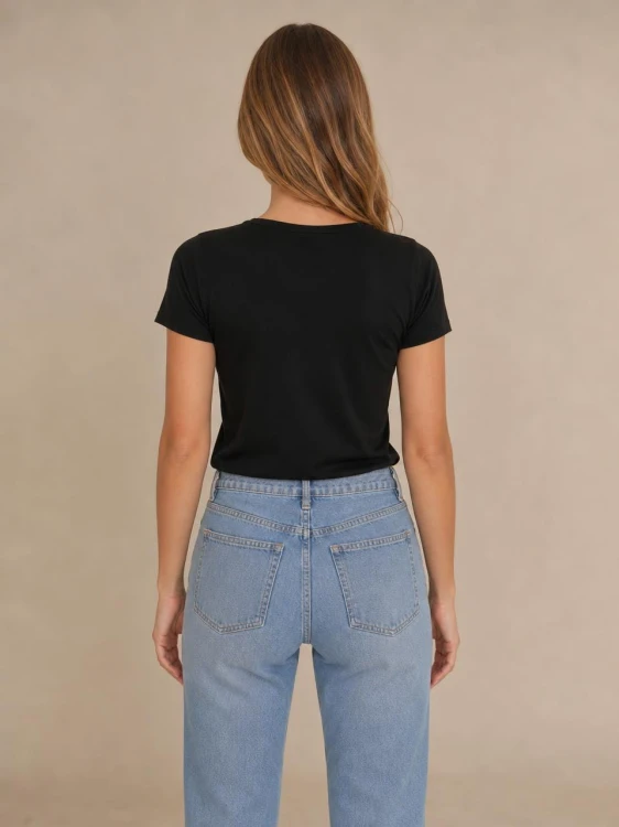 Koszulka Damska Calvin Klein Czarna Dekolt V back