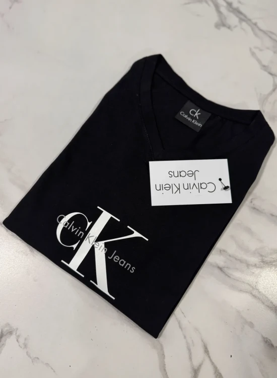 Koszulka Damska Calvin Klein Czarna Dekolt V
