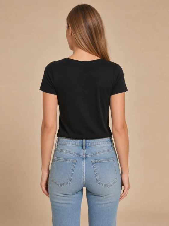 Koszulka Damska Calvin Klein Czarna Dekolt V back