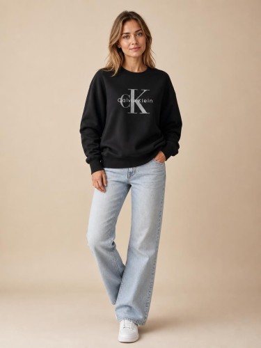 Bluza Damska Calvin Klein Czarna Bez Kaptura front