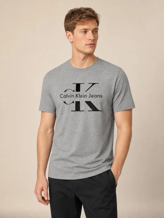 Koszulka Calvin Klein Męska Szara front