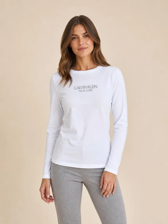 Koszulka Damska Calvin Klein Z Długim Rękawem Longsleeve Biała front