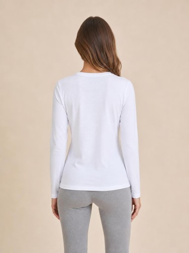 Koszulka Damska Calvin Klein Z Długim Rękawem Longsleeve Biała back