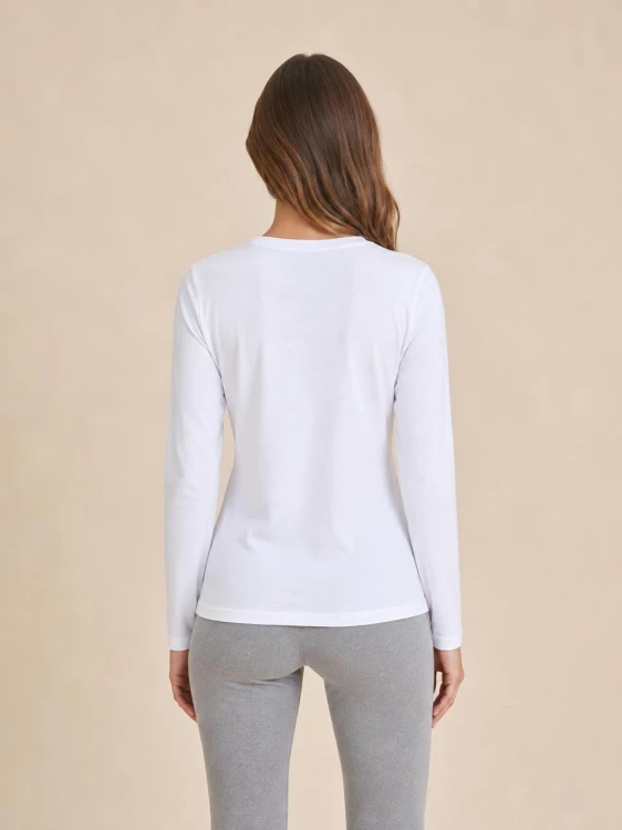 Koszulka Damska Calvin Klein Z Długim Rękawem Longsleeve Biała back