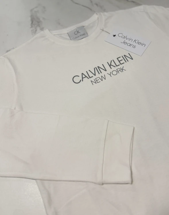 Koszulka Damska Calvin Klein Z Długim Rękawem Longsleeve Biała