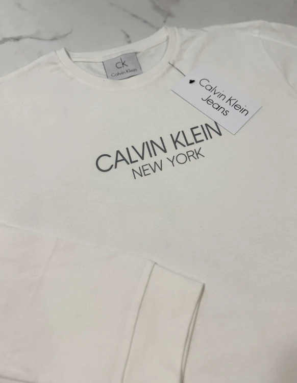 Koszulka Damska Calvin Klein Z Długim Rękawem Longsleeve Biała