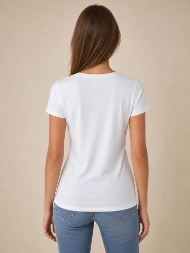 Koszulka Damska Calvin Klein Dekolt V Biała back
