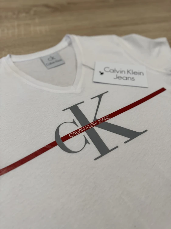 Koszulka Damska Calvin Klein Dekolt V Biała