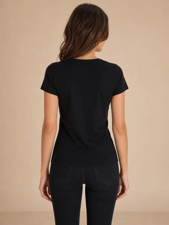 Koszulka Damska Calvin Klein Dekolt V Czarna back