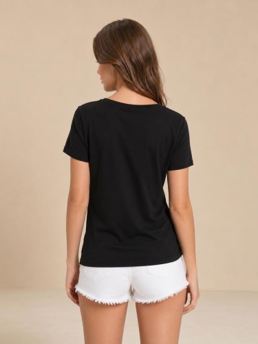 Koszulka Damska Calvin Klein Dekolt V Czarna back