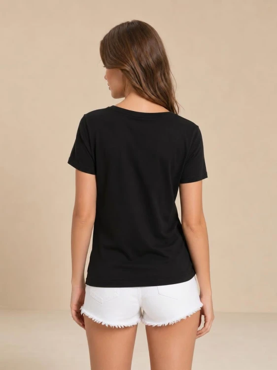 Koszulka Damska Calvin Klein Dekolt V Czarna back