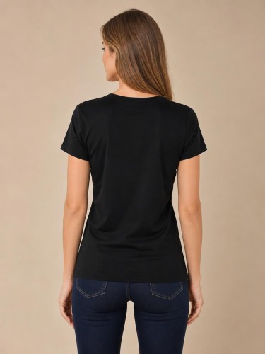 Koszulka Damska Guess Czarna Dekolt V back