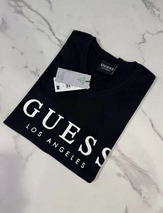 Koszulka Damska Guess Czarna Dekolt V