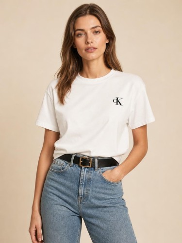 Koszulka Damska Calvin Klein Biała Haft front