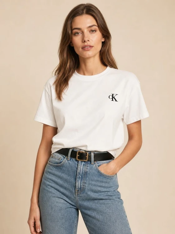 Koszulka Damska Calvin Klein Biała Haft front