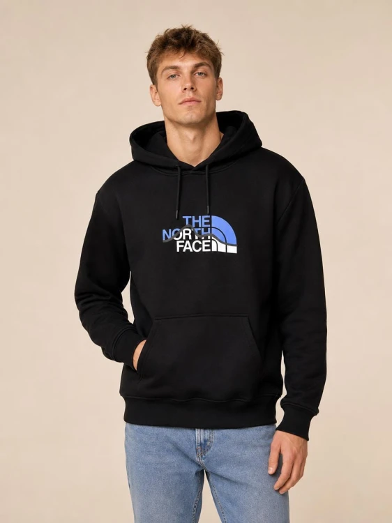 Bluza Męska The North Face Czarna Niebieskie logo front