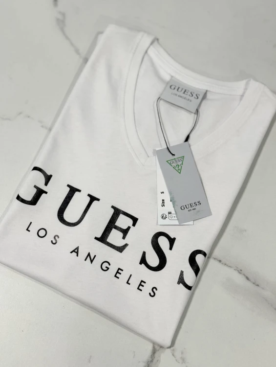 Koszulka Damska Guess Biała Dekolt V