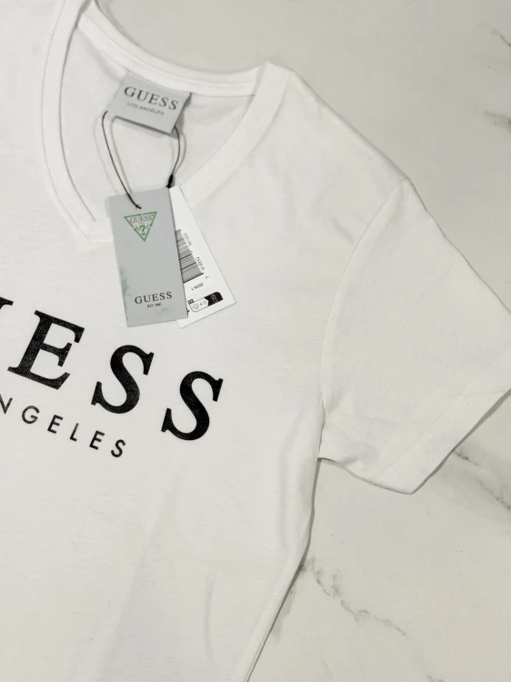Koszulka Damska Guess Biała Dekolt V