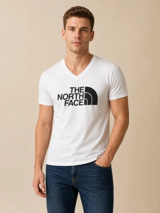 Koszulka Męska The North Face Biała Dekolt V front