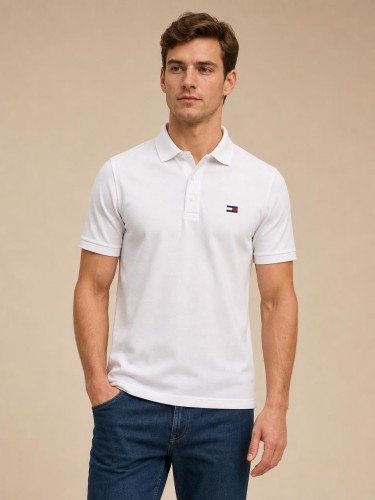 Koszulka POLO Męska Tommy Jeans Biała front