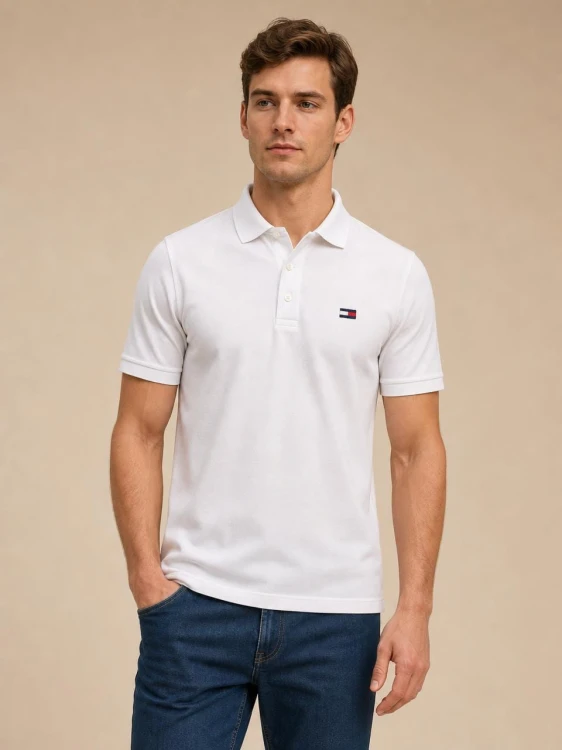 Koszulka POLO Męska Tommy Jeans Biała front