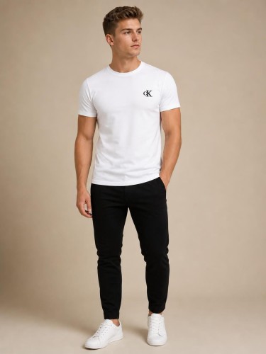 Koszulka Męska Calvin Klein Biała Haft front