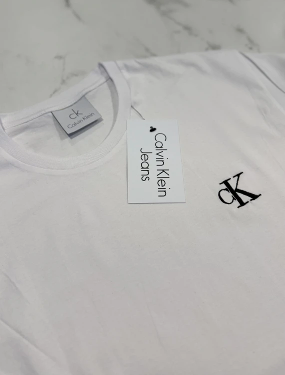 Koszulka Męska Calvin Klein Biała Haft